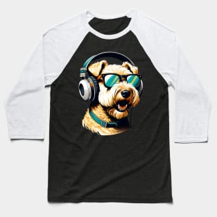 Soft Coated Wheaten Terrier Smiling DJ with Headphones and Sunglasses Baseball T-Shirt